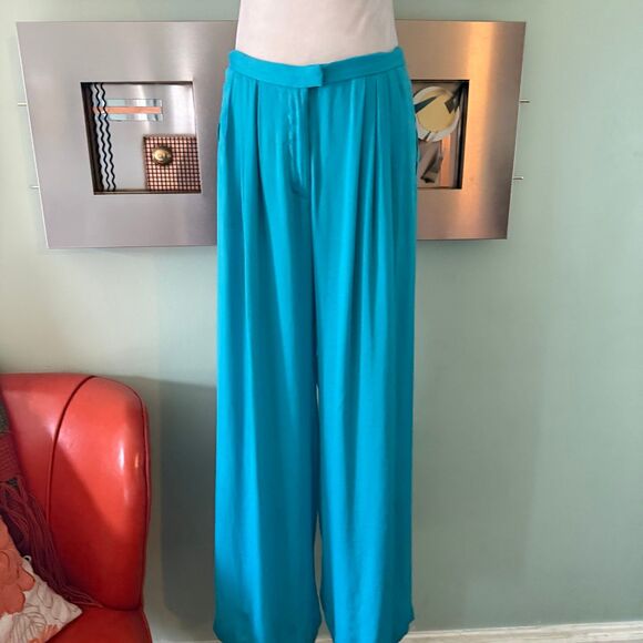 rag & bone Pants - rag & bone Turquoise Wide-Leg Trousers